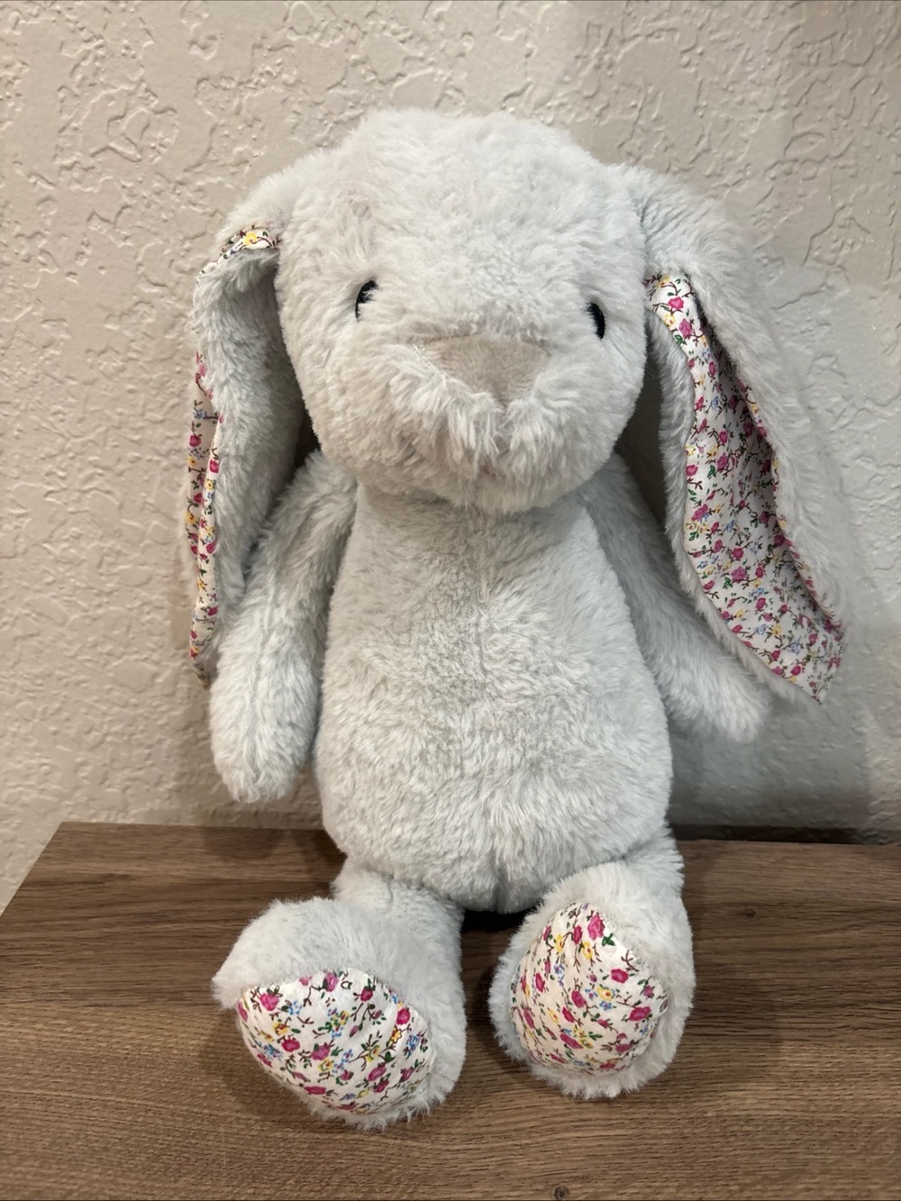 Bashful Bunny Gray Plush London Lovey Soft Toy 16” Crinkle Ears Rattle Stuffed
